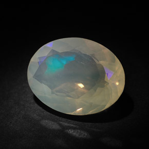 3.63캐럿 천연 멀티컬러 오팔, 타원형 컷, 14.2×10.8 mm, 투명한