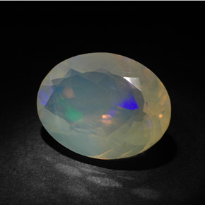 3.63캐럿 천연 멀티컬러 오팔, 타원형 컷, 14.2×10.8 mm, 투명한