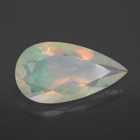 2.73캐럿 천연 멀티컬러 오팔, 배 모양, 16.4×8.8 mm, 투명한