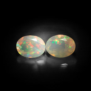 캐럿 천연 멀티컬러 오팔 보석, 투명한, 8×6.1 mm, 투명/반투명