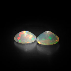 캐럿 천연 멀티컬러 오팔 보석, 투명한, 8×6.1 mm, 투명/반투명