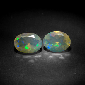 캐럿 천연 멀티컬러 오팔 보석, 투명한, 8.1×6.1 mm, 투명/반투명