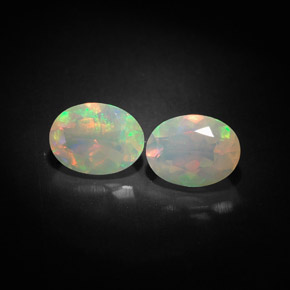 캐럿 천연 멀티컬러 오팔 보석, 투명한, 8×6.1 mm, 투명/반투명