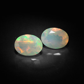 캐럿 천연 멀티컬러 오팔 보석, 투명한, 8×6.1 mm, 투명/반투명