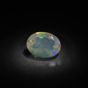 0.83캐럿 천연 멀티컬러 오팔, 투명한, 8.2×6.1 mm, 투명/반투명