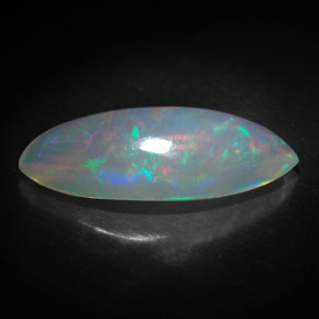 3.34캐럿 천연 멀티컬러 오팔, 투명한, 19.2×8 mm, 투명/반투명