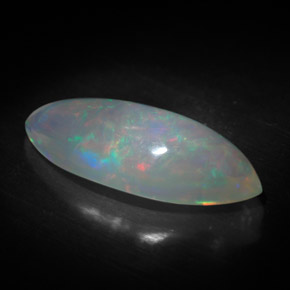 3.34캐럿 천연 멀티컬러 오팔, 투명한, 19.2×8 mm, 투명/반투명