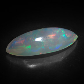 3.34캐럿 천연 멀티컬러 오팔, 투명한, 19.2×8 mm, 투명/반투명
