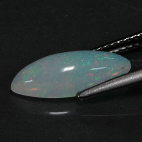 1.56캐럿 천연 멀티컬러 오팔, 투명한, 14.7×6 mm, 투명/반투명