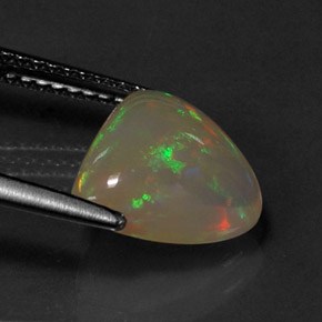 1.86캐럿 천연 멀티컬러 오팔, 투명한, 10.5×10.3 mm, 투명/반투명