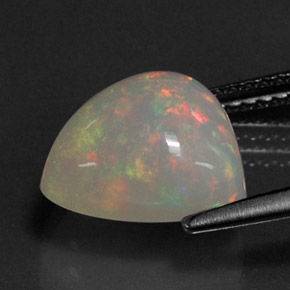3.21캐럿 천연 멀티컬러 오팔, 투명한, 11.3×10.8 mm, 투명/반투명