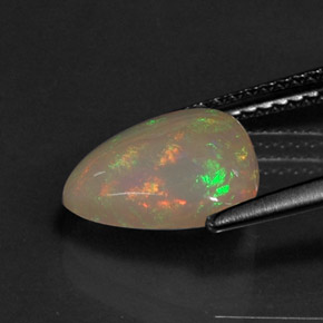 1.68캐럿 천연 멀티컬러 오팔, 투명한, 10.6×10.1 mm, 투명/반투명
