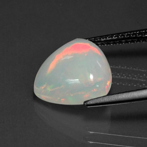 3.19캐럿 천연 멀티컬러 오팔, 투명한, 12.6×11.3 mm, 투명/반투명