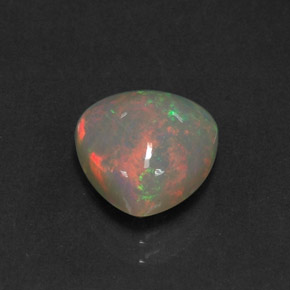 2.84캐럿 천연 멀티컬러 오팔, 투명한, 10.8×10.5 mm, 투명/반투명