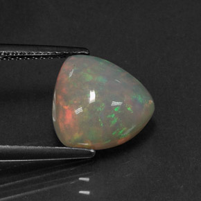 2.84캐럿 천연 멀티컬러 오팔, 투명한, 10.8×10.5 mm, 투명/반투명
