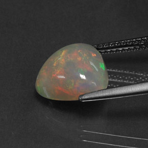2.84캐럿 천연 멀티컬러 오팔, 투명한, 10.8×10.5 mm, 투명/반투명