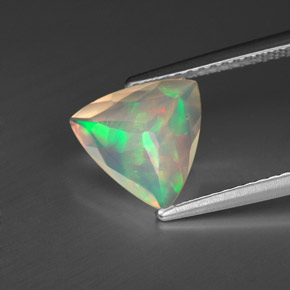 1.06캐럿 천연 멀티컬러 오팔, 트릴리언, 9.6×9.1 mm, 투명한