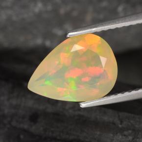 1.57캐럿 천연 멀티컬러 오팔, 배 모양, 11×8 mm, 투명한