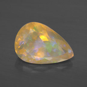 2.71캐럿 천연 멀티컬러 오팔, 배 모양, 13.4×9.1 mm, 투명한
