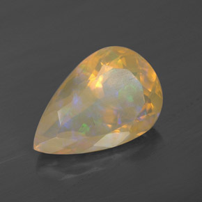 2.71캐럿 천연 멀티컬러 오팔, 배 모양, 13.4×9.1 mm, 투명한