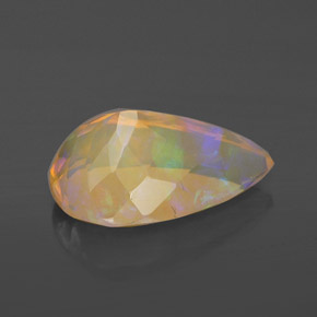2.71캐럿 천연 멀티컬러 오팔, 배 모양, 13.4×9.1 mm, 투명한