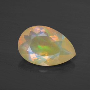 1.49캐럿 천연 멀티컬러 오팔, 배 모양, 11.7×7.8 mm, 투명한