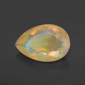 1.49캐럿 천연 멀티컬러 오팔, 배 모양, 11.7×7.8 mm, 투명한