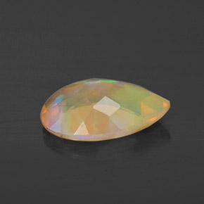 1.49캐럿 천연 멀티컬러 오팔, 배 모양, 11.7×7.8 mm, 투명한