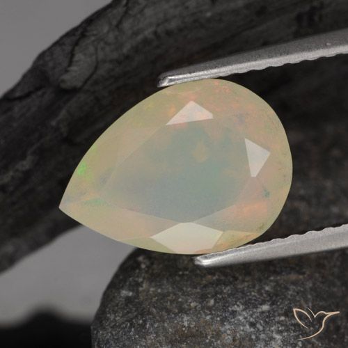 1.44ct 자연스러운 다색 오팔, 배 모양, 투명한