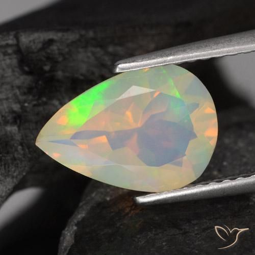 1.47ct 자연스러운 다색 오팔, 배 모양, 투명한
