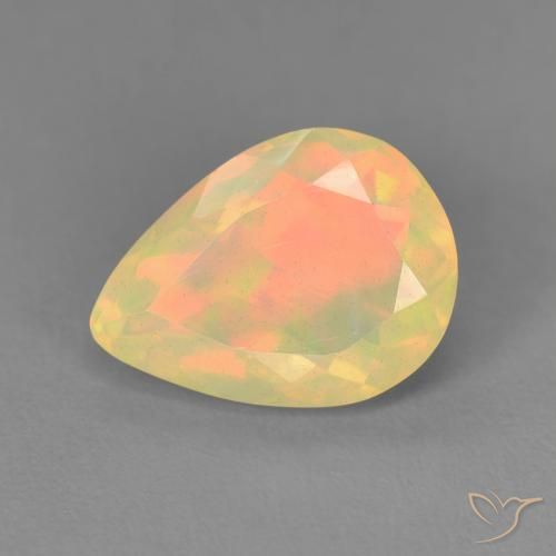 1.54ct 자연스러운 다색 오팔, 배 모양, 투명한