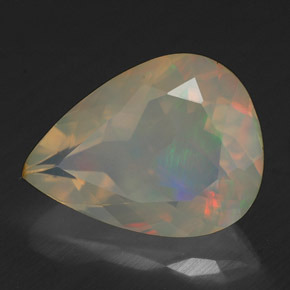 2.19캐럿 천연 멀티컬러 오팔, 배 모양, 12.3×9.2 mm, 투명한
