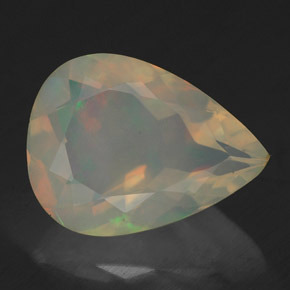 2.19캐럿 천연 멀티컬러 오팔, 배 모양, 12.3×9.2 mm, 투명한