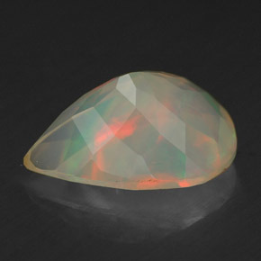 2.19캐럿 천연 멀티컬러 오팔, 배 모양, 12.3×9.2 mm, 투명한
