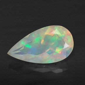 1.63캐럿 천연 멀티컬러 오팔, 배 모양, 13.1×7.2 mm, 투명한