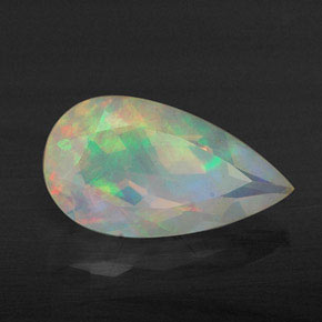 1.63캐럿 천연 멀티컬러 오팔, 배 모양, 13.1×7.2 mm, 투명한