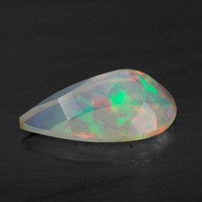 1.63캐럿 천연 멀티컬러 오팔, 배 모양, 13.1×7.2 mm, 투명한