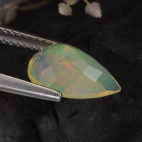 1.33캐럿 천연 멀티컬러 오팔, 배 모양, 11×7.9 mm, 투명한