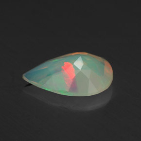 1.53캐럿 천연 멀티컬러 오팔, 배 모양, 11.8×8.1 mm, 투명한