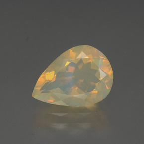 1.68캐럿 천연 멀티컬러 오팔, 배 모양, 11.6×8.3 mm, 투명한