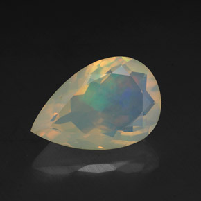 1.93캐럿 천연 멀티컬러 오팔, 배 모양, 12.1×8.1 mm, 투명한