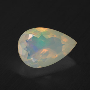 1.93캐럿 천연 멀티컬러 오팔, 배 모양, 12.1×8.1 mm, 투명한