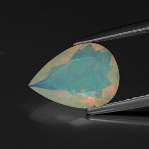 1.28캐럿 천연 멀티컬러 오팔, 배 모양, 11.1×8 mm, 투명한