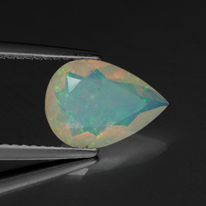 1.28캐럿 천연 멀티컬러 오팔, 배 모양, 11.1×8 mm, 투명한