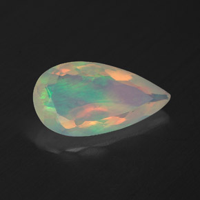 1.39캐럿 천연 멀티컬러 오팔, 배 모양, 13.2×7.1 mm, 투명한