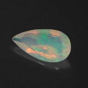1.39캐럿 천연 멀티컬러 오팔, 배 모양, 13.2×7.1 mm, 투명한