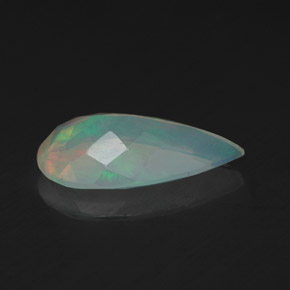 1.39캐럿 천연 멀티컬러 오팔, 배 모양, 13.2×7.1 mm, 투명한