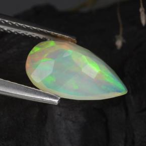 1.64캐럿 천연 화이트 오팔, 배 모양, 12.1×8.2 mm, 투명한