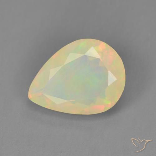 1.69ct 자연스러운 다색 오팔, 배 모양, 투명한