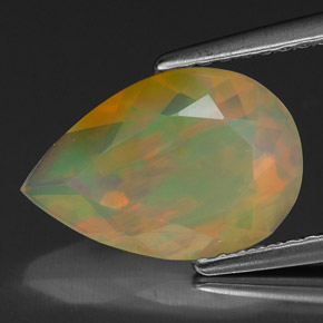 1.50캐럿 천연 멀티컬러 오팔, 투명한, 12.2×8.2 mm, 투명/반투명